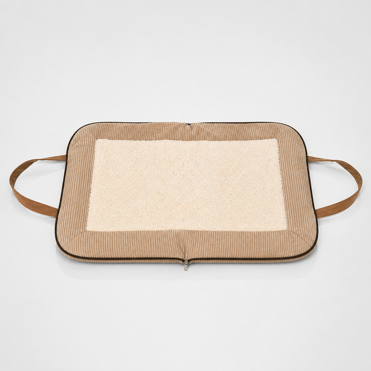 Charly Cord Travel Mat-Bag – Beige, ausgeklappt von oben