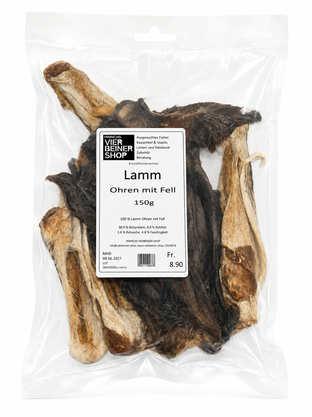 Lamm Ohren mit Fell 150g