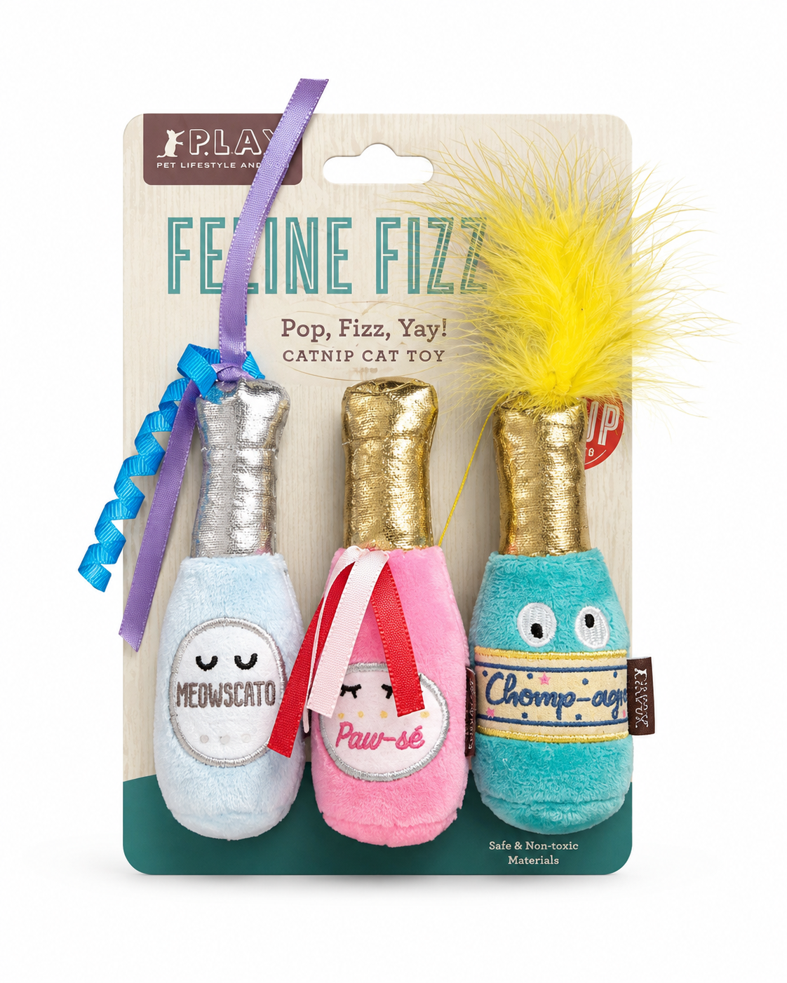 P.L.A.Y. Feline Fizz – Pop, Fizz, Yay! Catnip Cat Toy (3er Set)