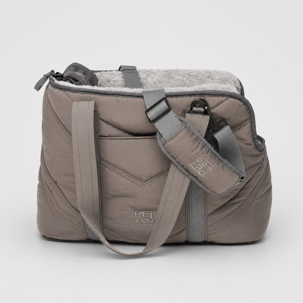 Lola Luxury Dog Bag – Grey, Seitenansicht geschlossen