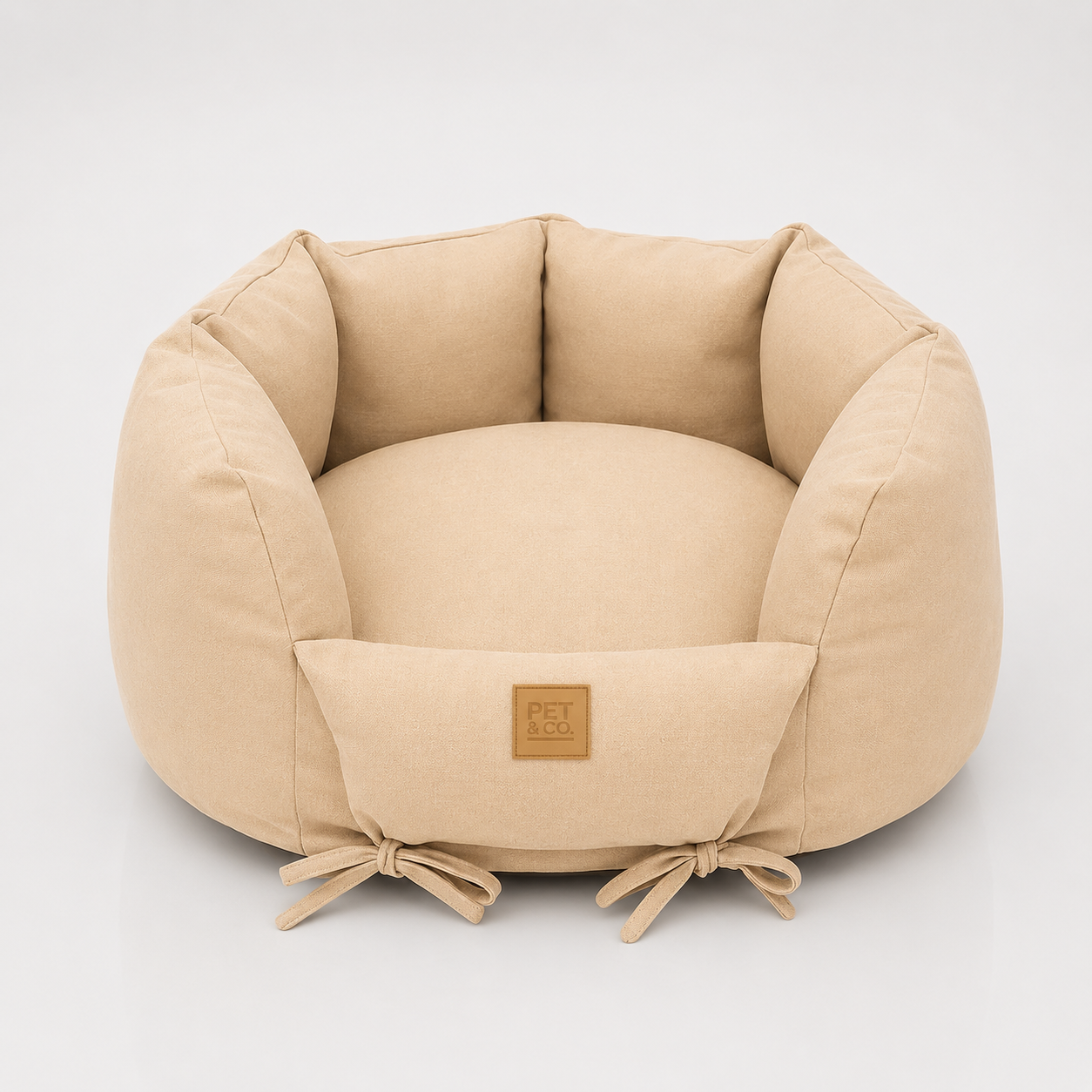 Ronny Canvas Luxury Dog Bed – Nature, Detailansicht Sherpa-Innenfutter