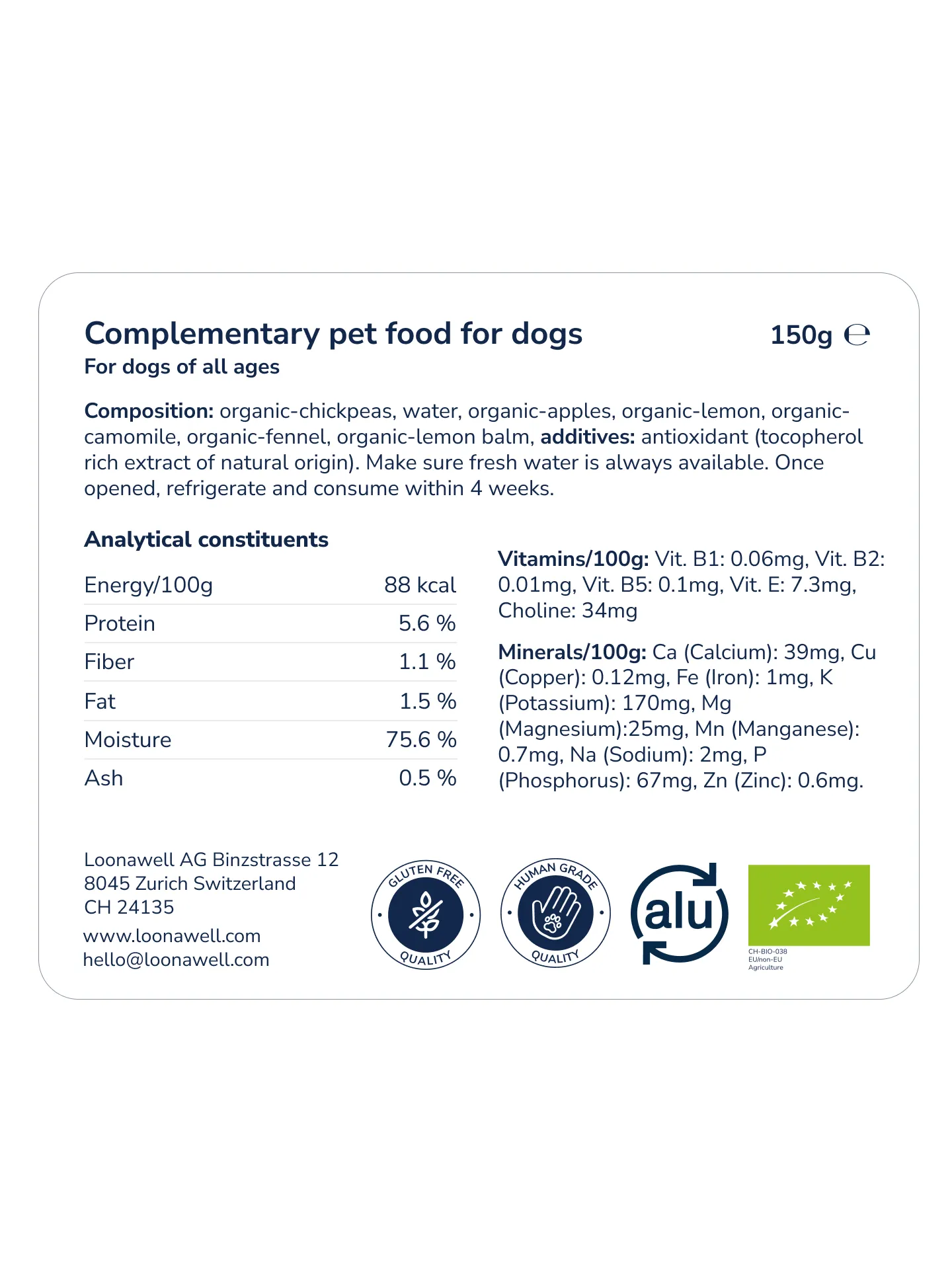 Loonawell Sleepy Paté – Nährwertangaben und Zusammensetzung, 150g
