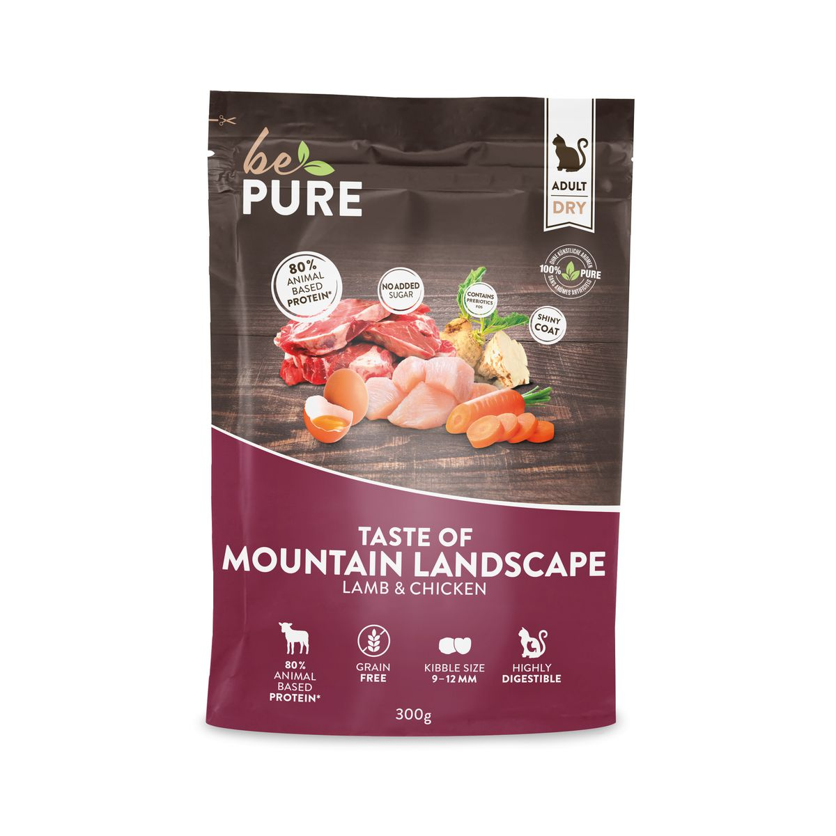 bePure Taste of Mountain Landscape – Lamb & Chicken Trockenfutter für Katzen, 300g