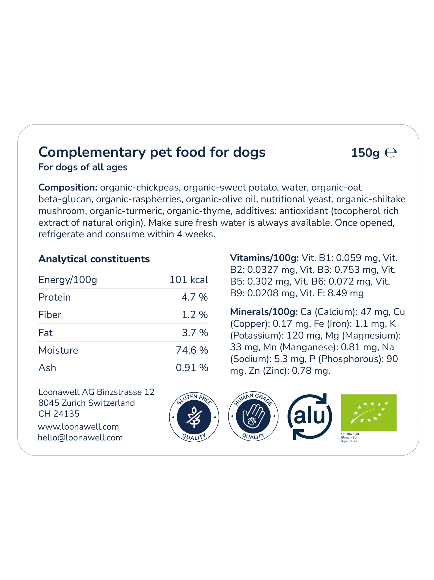 Loonawell Golden Shield Paté – Nährwertangaben und Zusammensetzung, 150g