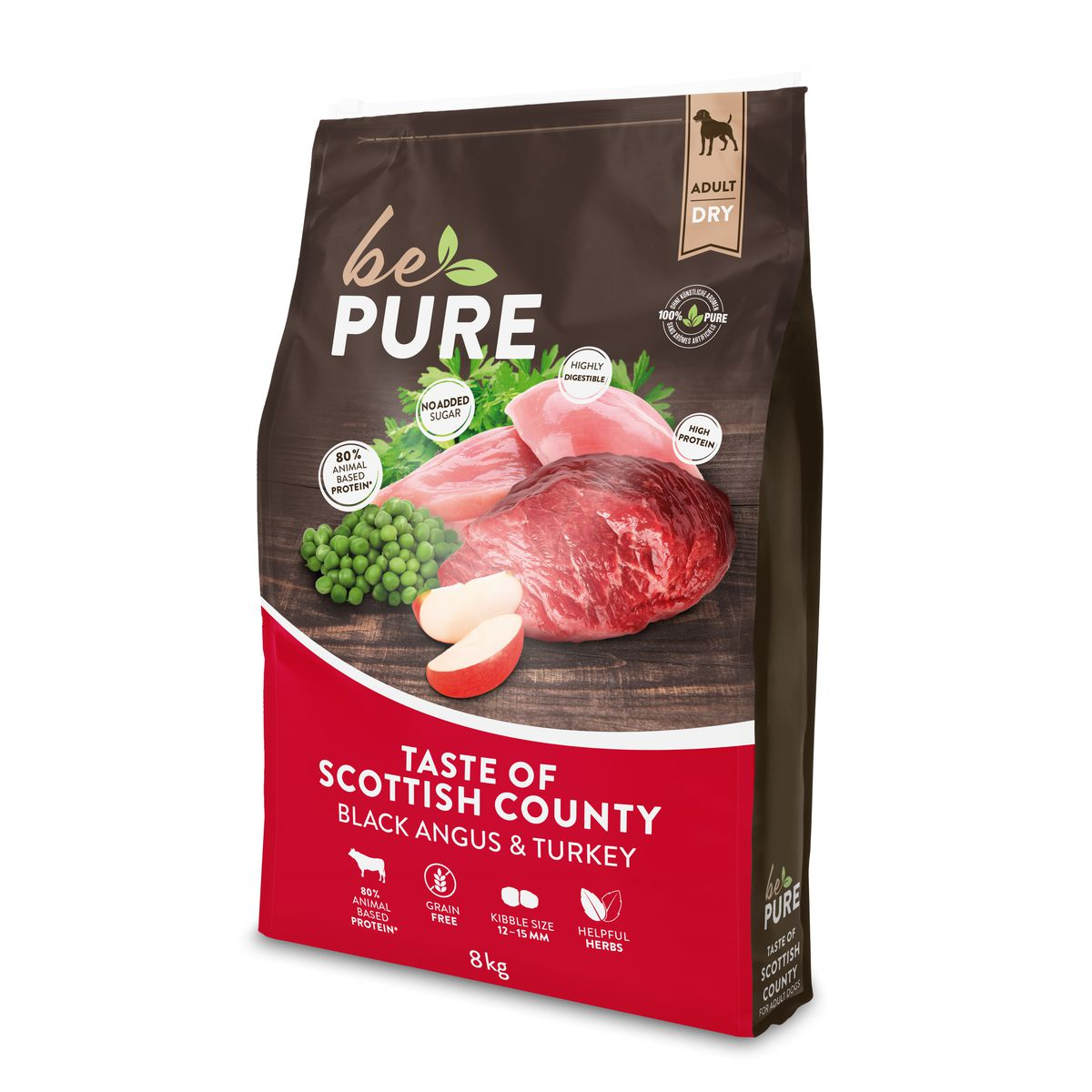 bePure Taste of Scottish County – Black Angus & Turkey Trockenfutter für Hunde, 8kg