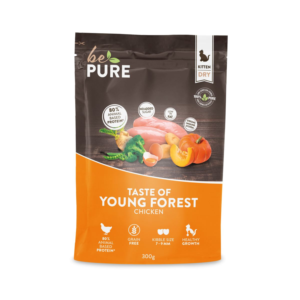 bePure Kitten Taste of Young Forest – Chicken Trockenfutter für Kätzchen, 300g