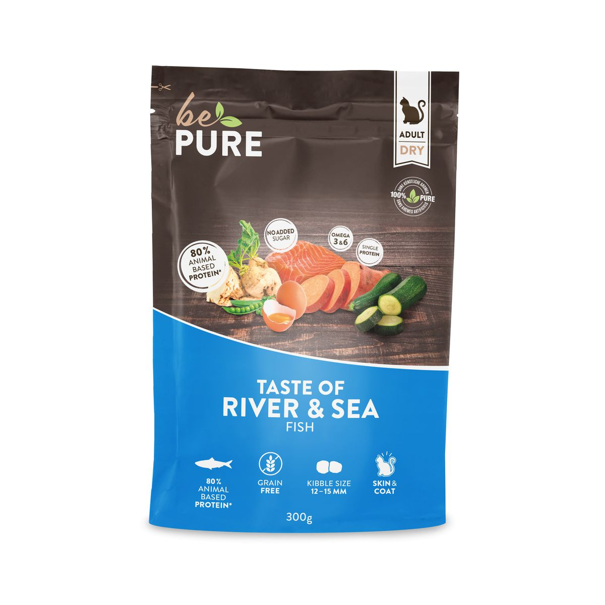 bePure Taste of River & Sea – Fish Trockenfutter für Katzen, 300g, Single Protein